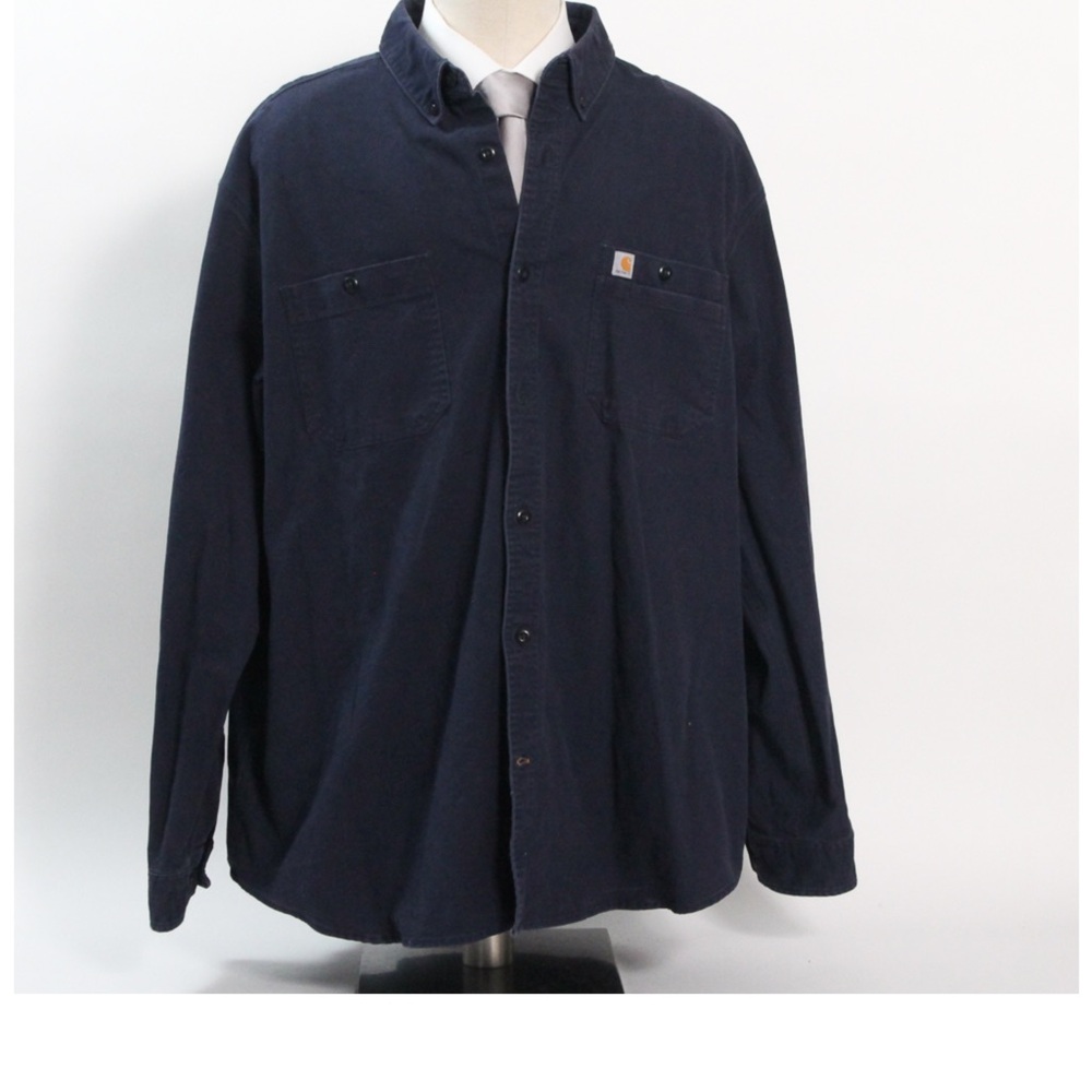 Carhartt Men’s Rugged Flex Relaxed Fit Canvas Shirt – Navy Blue, Outdoor Wear XL